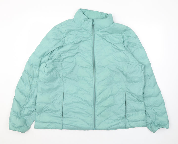 Marks and Spencer Womens Blue Quilted Coat Size 20 Zip