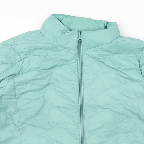 Marks and Spencer Womens Blue Quilted Coat Size 20 Zip