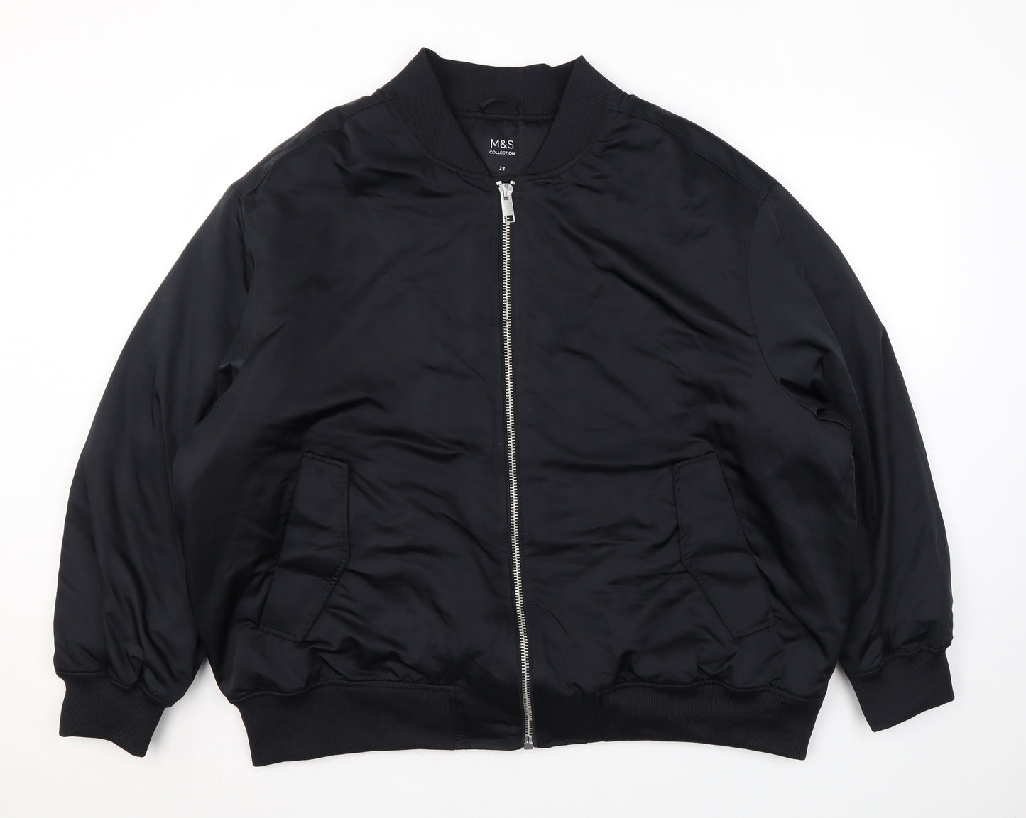 Marks and Spencer Womens Black Bomber Jacket Jacket Size 22 Zip