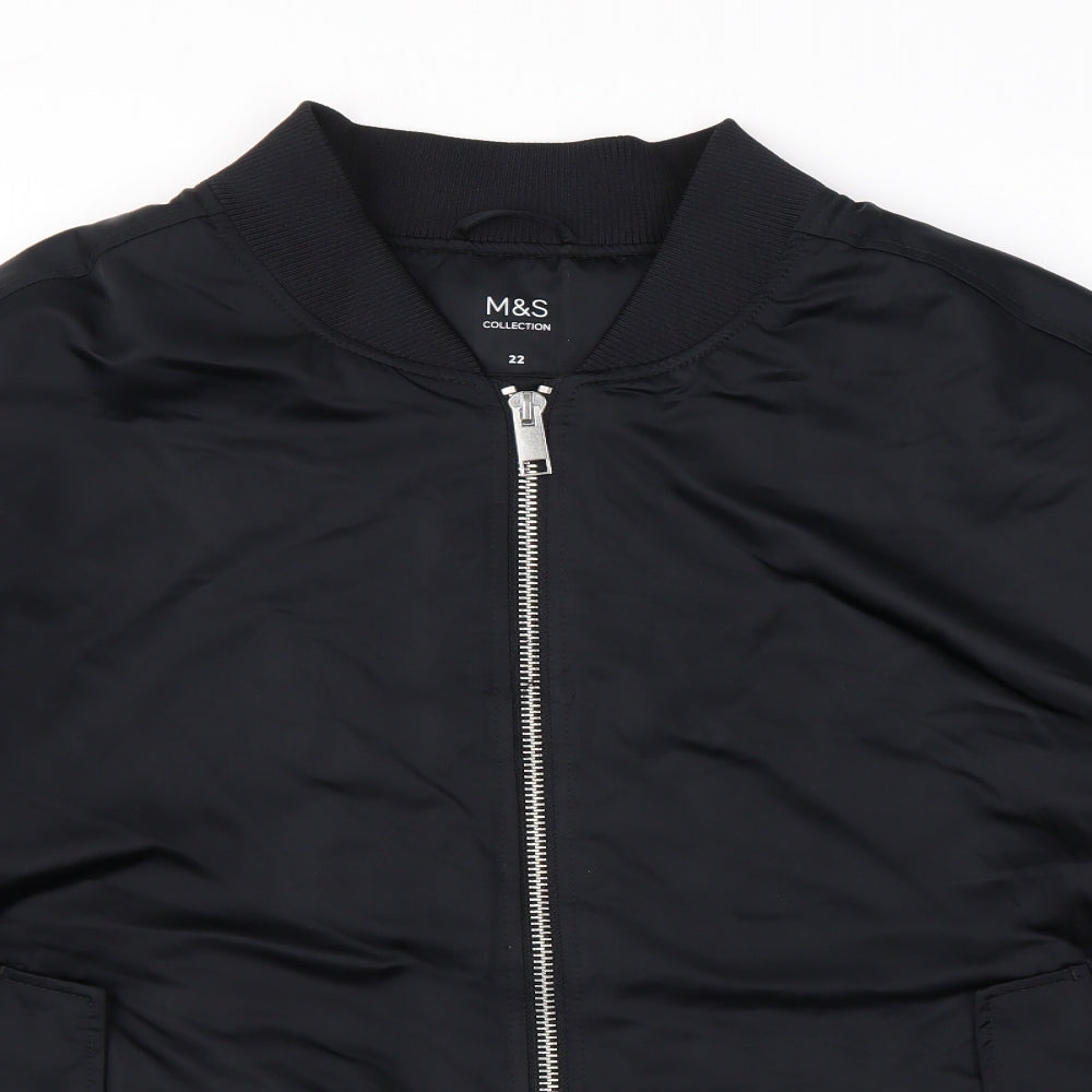 Marks and Spencer Womens Black Bomber Jacket Jacket Size 22 Zip