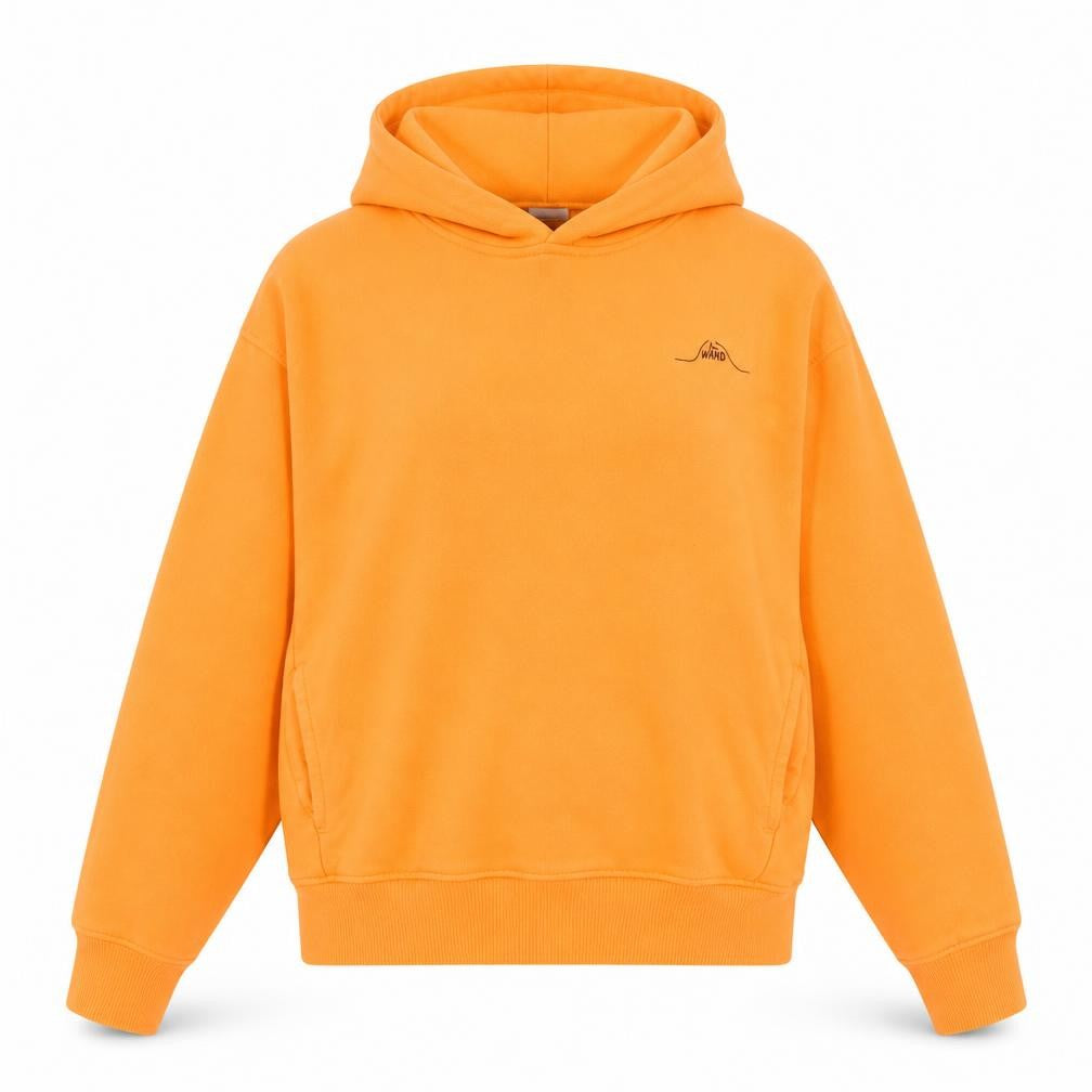 Front view of Zara women’s orange cotton pullover hoodie, size UK 10, pullover