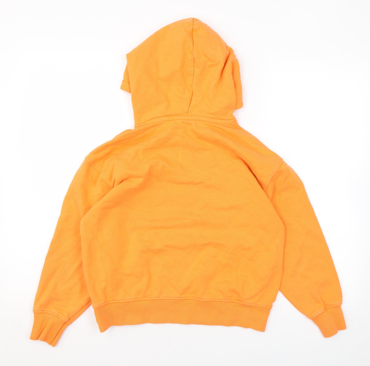 Zara Womens Orange Cotton Pullover Hoodie Size 10 Pullover