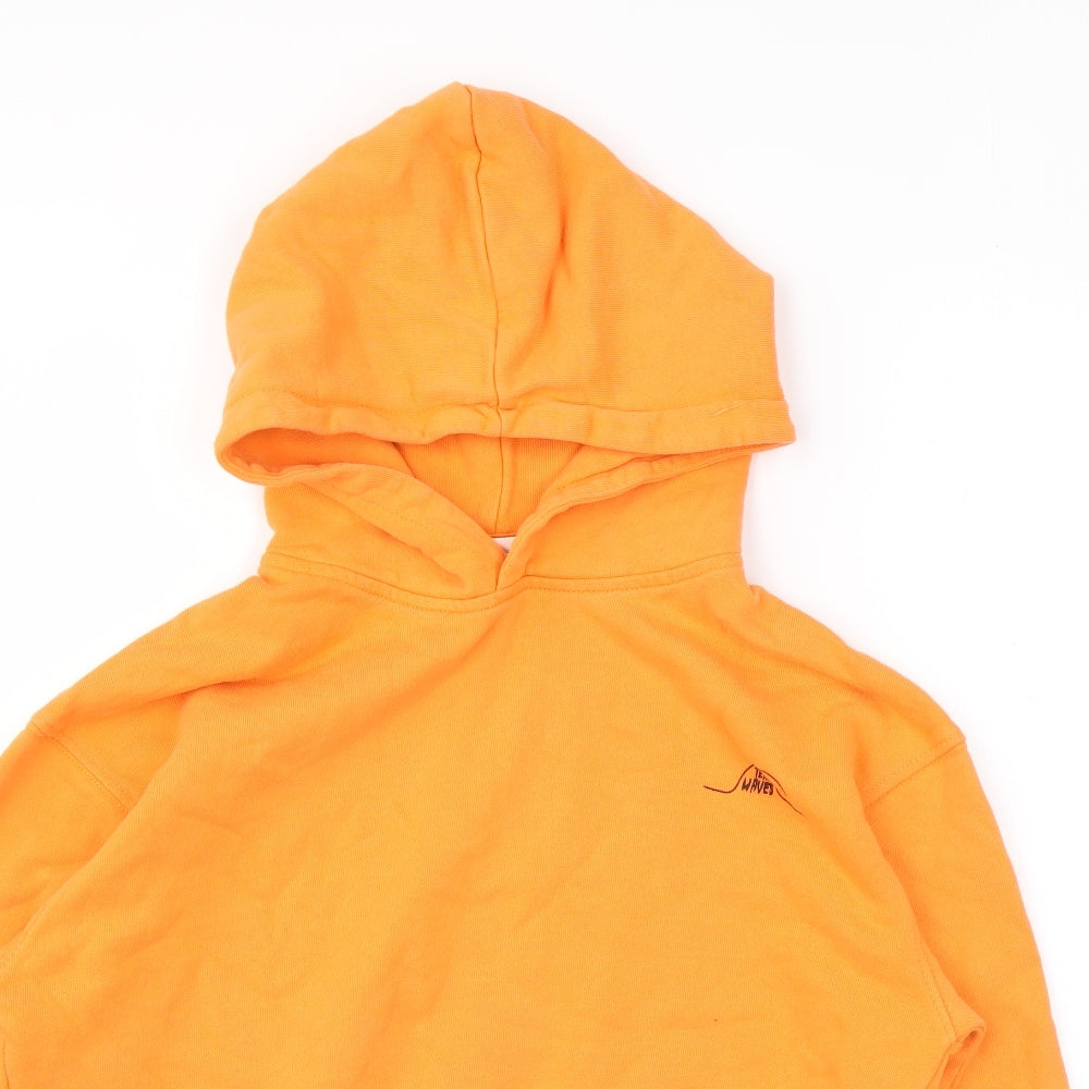 Zara Womens Orange Cotton Pullover Hoodie Size 10 Pullover
