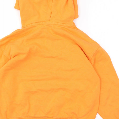 Zara Womens Orange Cotton Pullover Hoodie Size 10 Pullover