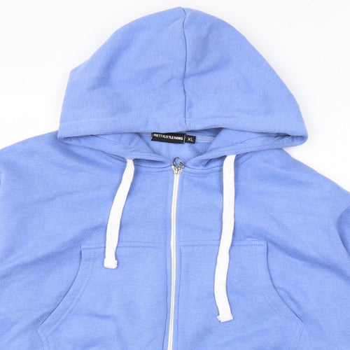 PRETTYLITTLETHING Womens Blue Cotton Full Zip Hoodie Size XL Zip