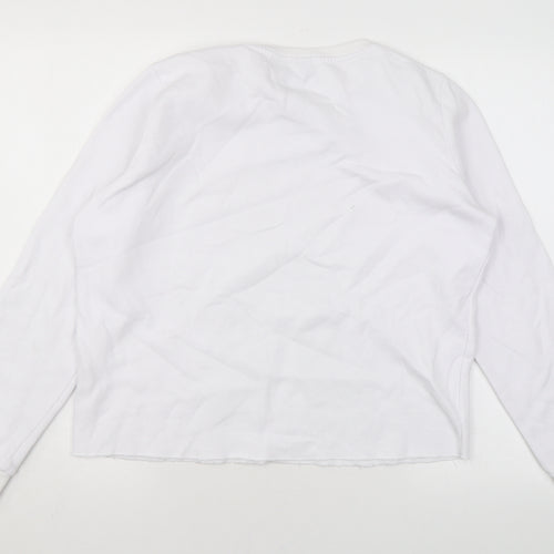 Stranger Things Womens White Cotton Pullover Sweatshirt Size M Pullover - Logo