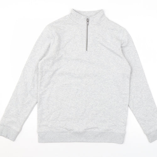 Marks and Spencer Girls Grey Cotton Pullover Sweatshirt Size 12-13 Years Zip