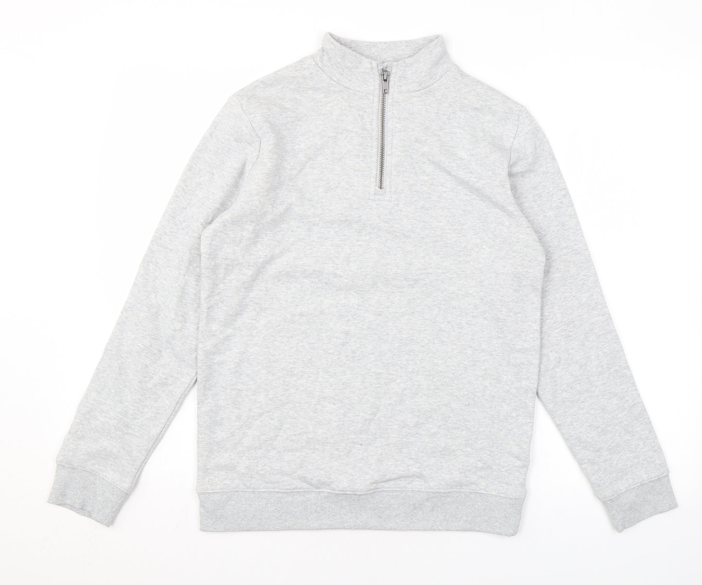 Marks and Spencer Girls Grey Cotton Pullover Sweatshirt Size 12-13 Years Zip