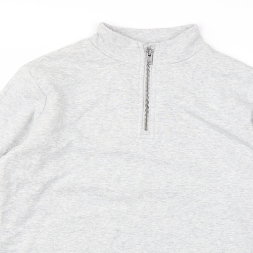 Marks and Spencer Girls Grey Cotton Pullover Sweatshirt Size 12-13 Years Zip