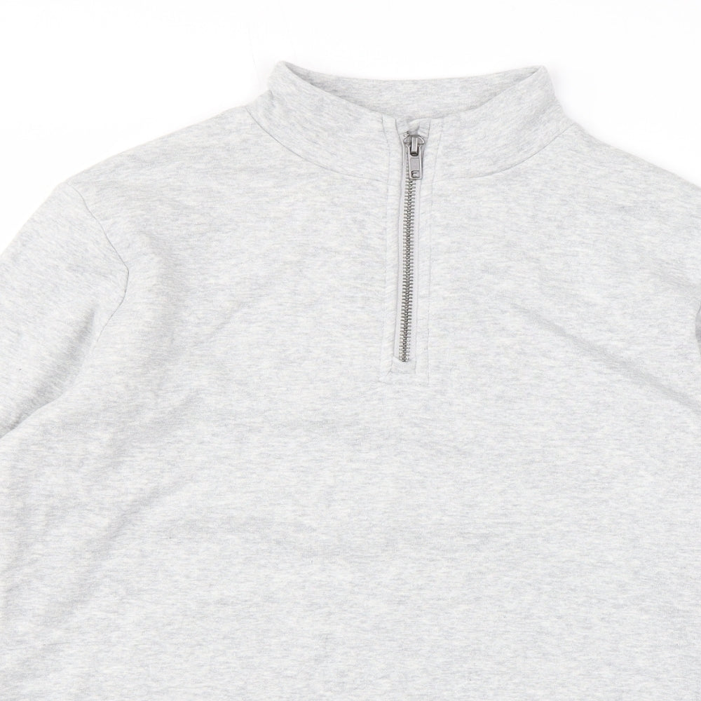 Marks and Spencer Girls Grey Cotton Pullover Sweatshirt Size 12-13 Years Zip