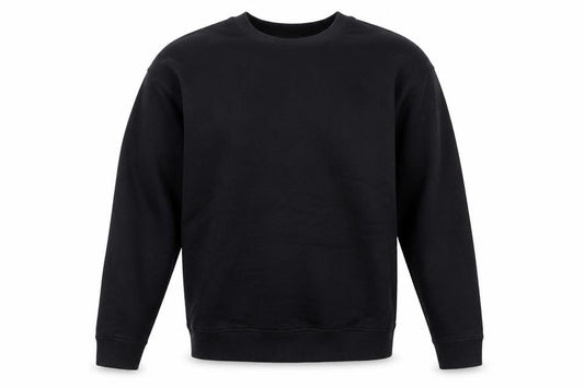 Front view of ASOS men’s black cotton pullover sweatshirt, size XS