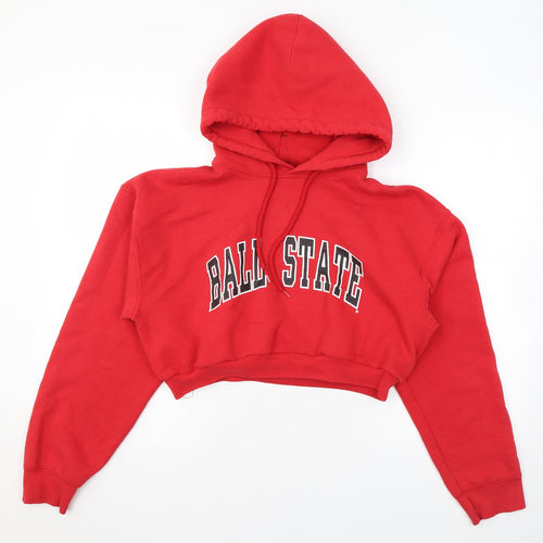 Gildan Womens Red Cotton Pullover Hoodie Size M Pullover - Cropped