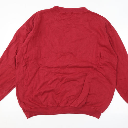 Racing Green Mens Red Cotton Pullover Sweatshirt Size L