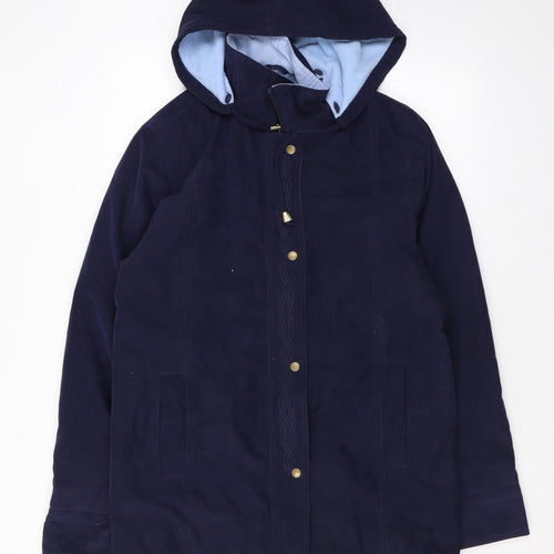 EWM Womens Blue Rain Coat Coat Size 14 Zip