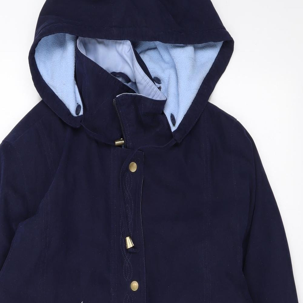 EWM Womens Blue Rain Coat Coat Size 14 Zip