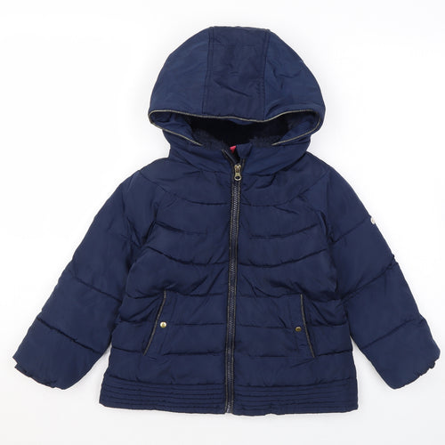 Cyrillus Girls Blue Rain Coat Coat Size 6 Years Zip