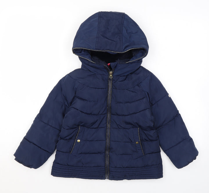 Cyrillus Girls Blue Rain Coat Coat Size 6 Years Zip