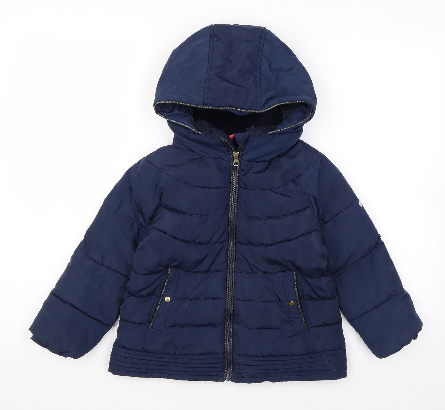 Cyrillus Girls Blue Rain Coat Coat Size 6 Years Zip