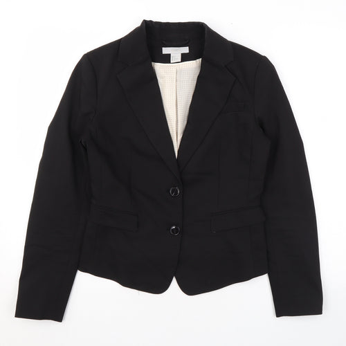 H&M Womens Black Jacket Blazer Size 8 Button