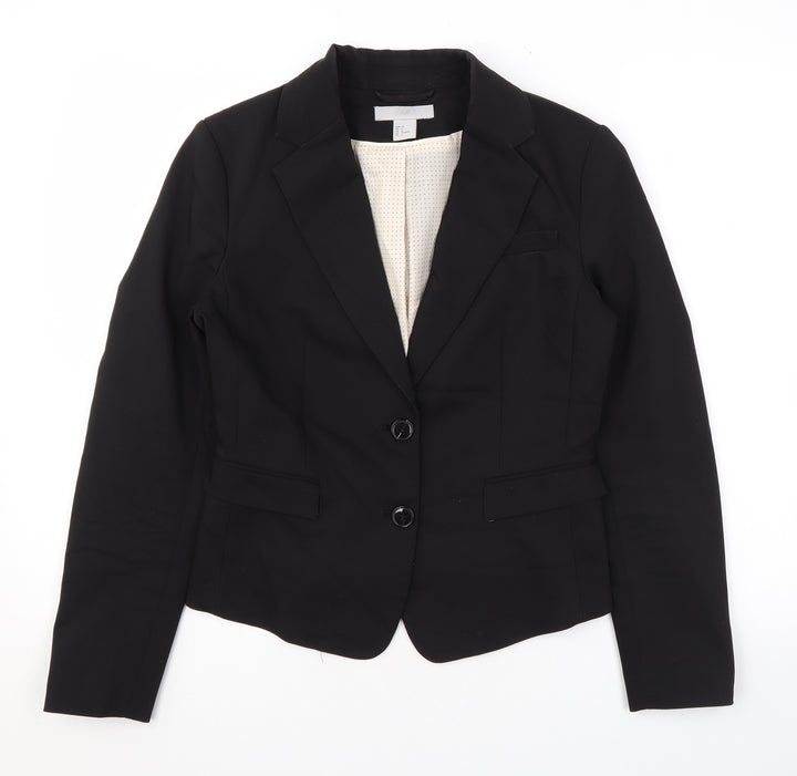 H&M Womens Black Jacket Blazer Size 8 Button