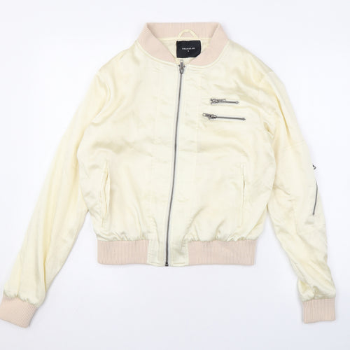 Drop Dead Womens Beige Bomber Jacket Jacket Size 8 Zip