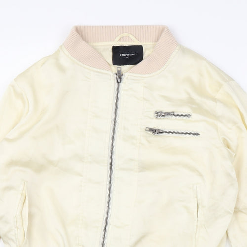 Drop Dead Womens Beige Bomber Jacket Jacket Size 8 Zip