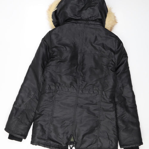ROXY Womens Black Rain Coat Coat Size S Zip