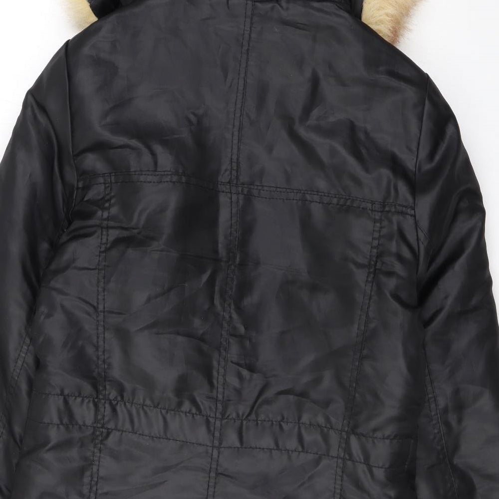 ROXY Womens Black Rain Coat Coat Size S Zip