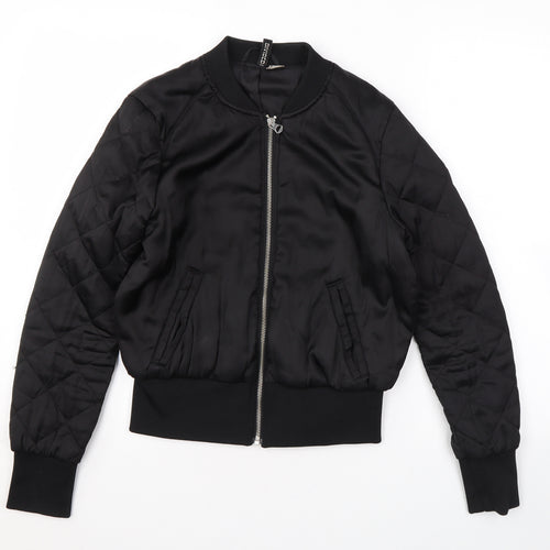 Divided by H&M Womens Black Bomber Jacket Jacket Size 8 Zip