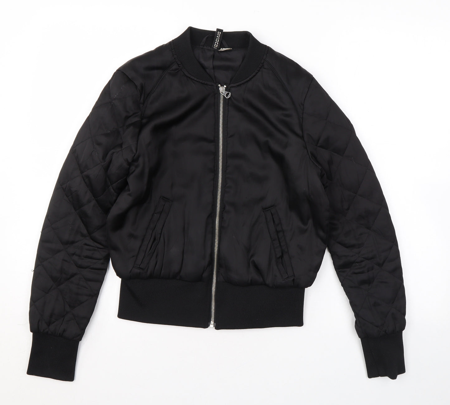 Divided by H&M Womens Black Bomber Jacket Jacket Size 8 Zip