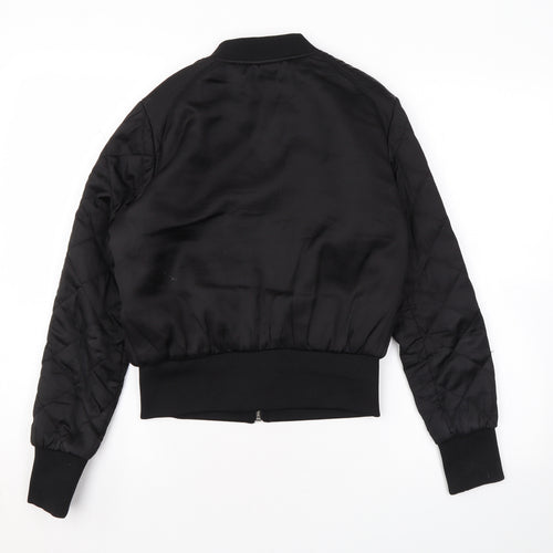 Divided by H&M Womens Black Bomber Jacket Jacket Size 8 Zip