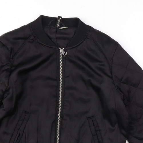 Divided by H&M Womens Black Bomber Jacket Jacket Size 8 Zip