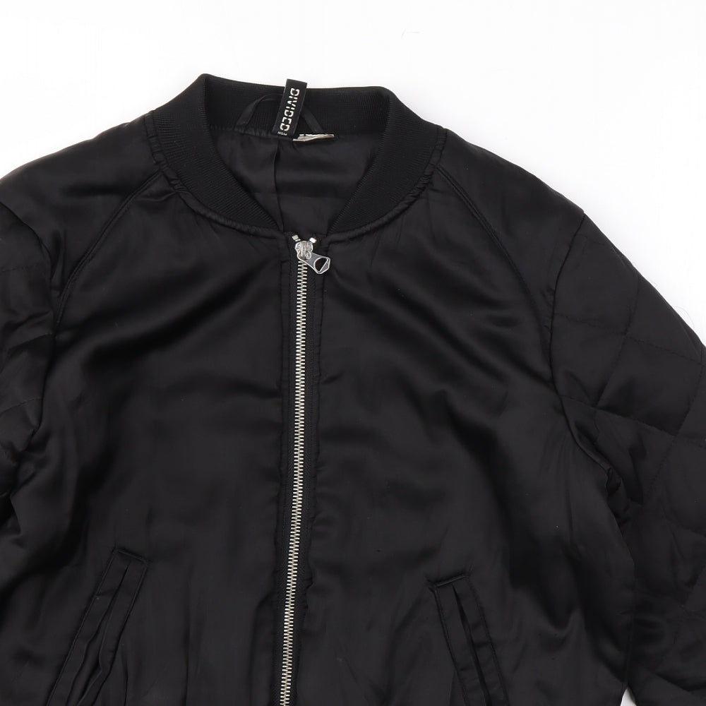 Divided by H&M Womens Black Bomber Jacket Jacket Size 8 Zip