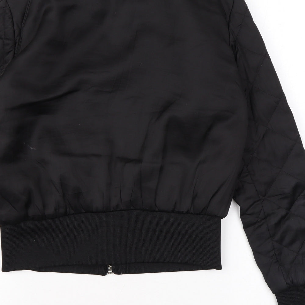 Divided by H&M Womens Black Bomber Jacket Jacket Size 8 Zip