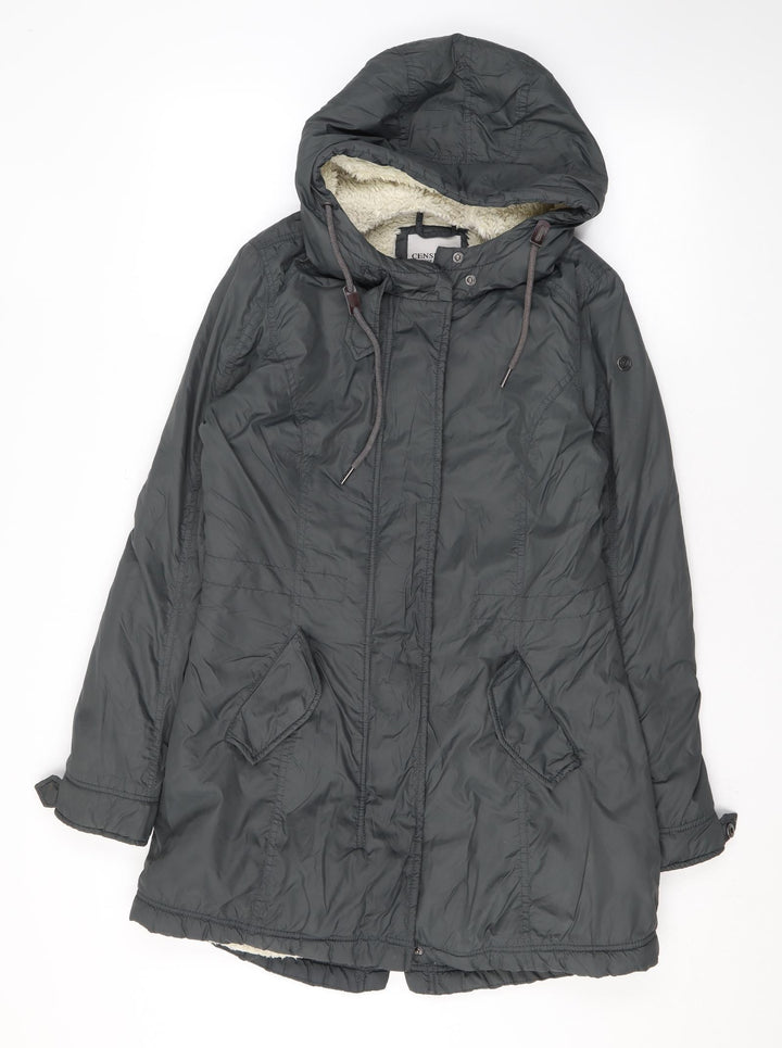 Censured Womens Grey Rain Coat Coat Size XS Zip