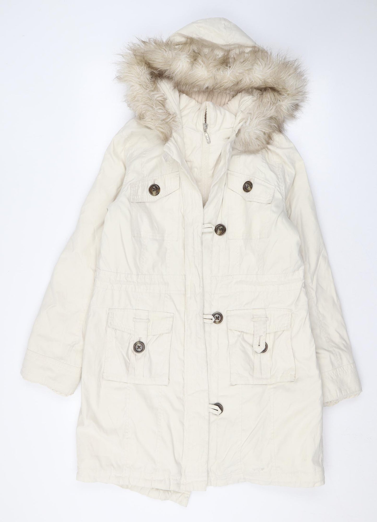 Per Una Womens Beige Rain Coat Coat Size S Zip
