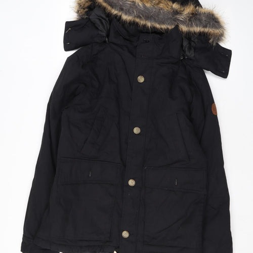 Native Youth Womens Black Rain Coat Coat Size M Zip