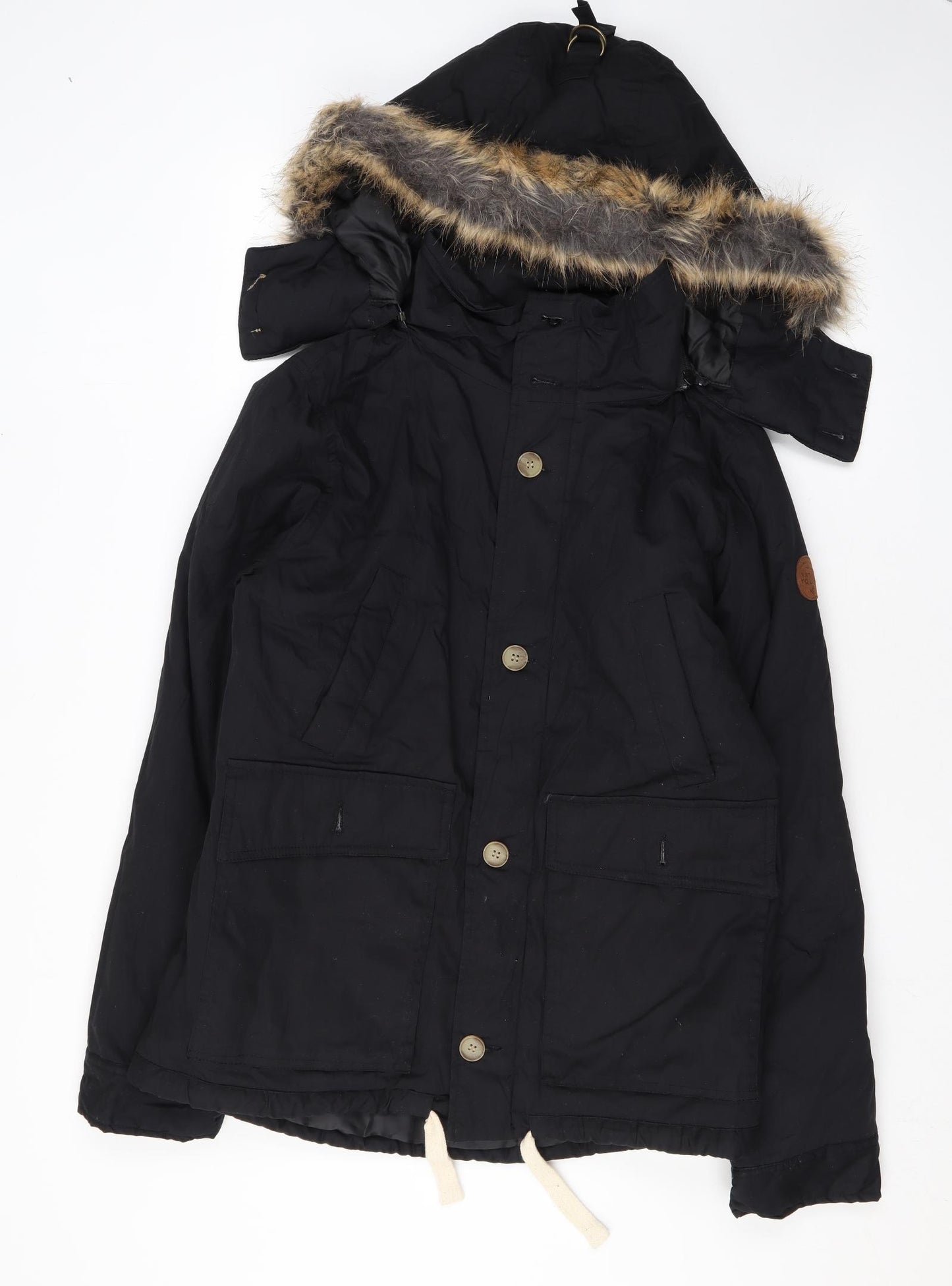 Native Youth Womens Black Rain Coat Coat Size M Zip