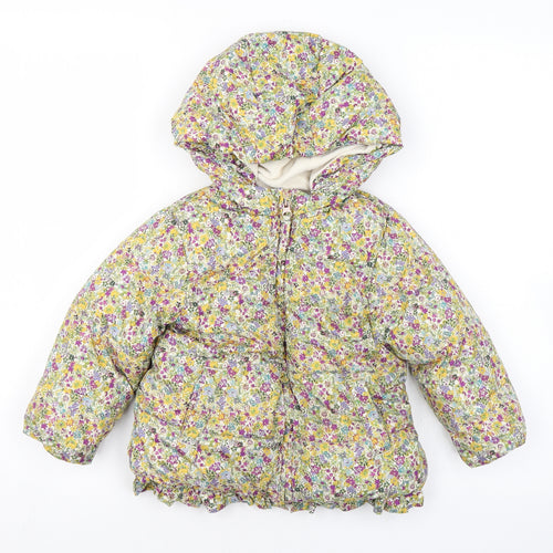 NEXT Girls Multicoloured Floral Puffer Jacket Coat Size 12-18 Months Zip