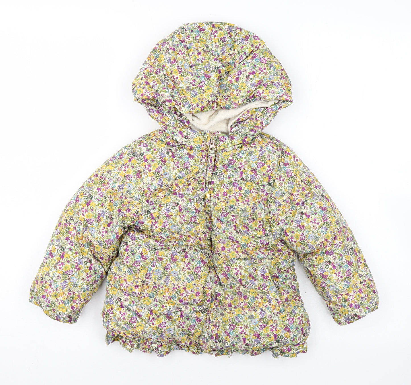 NEXT Girls Multicoloured Floral Puffer Jacket Coat Size 12-18 Months Zip