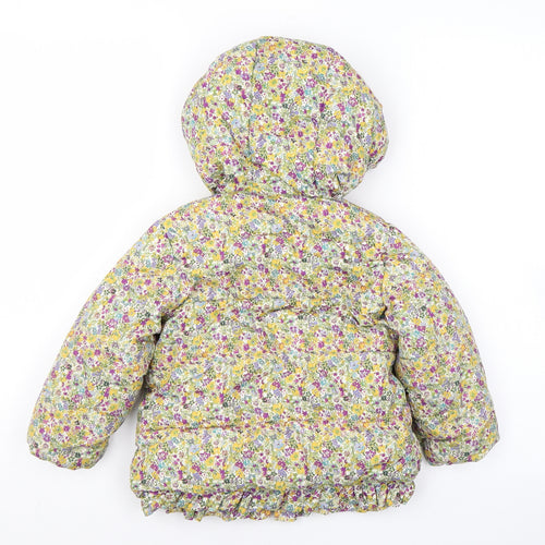 NEXT Girls Multicoloured Floral Puffer Jacket Coat Size 12-18 Months Zip
