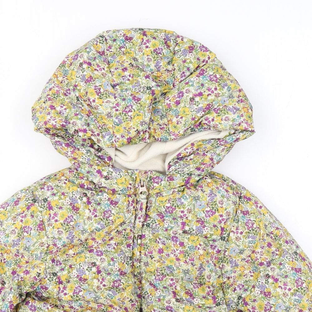 NEXT Girls Multicoloured Floral Puffer Jacket Coat Size 12-18 Months Zip
