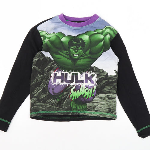 Marvel Boys Black Cotton Basic T-Shirt Size 6-7 Years Round Neck Pullover - Hulk