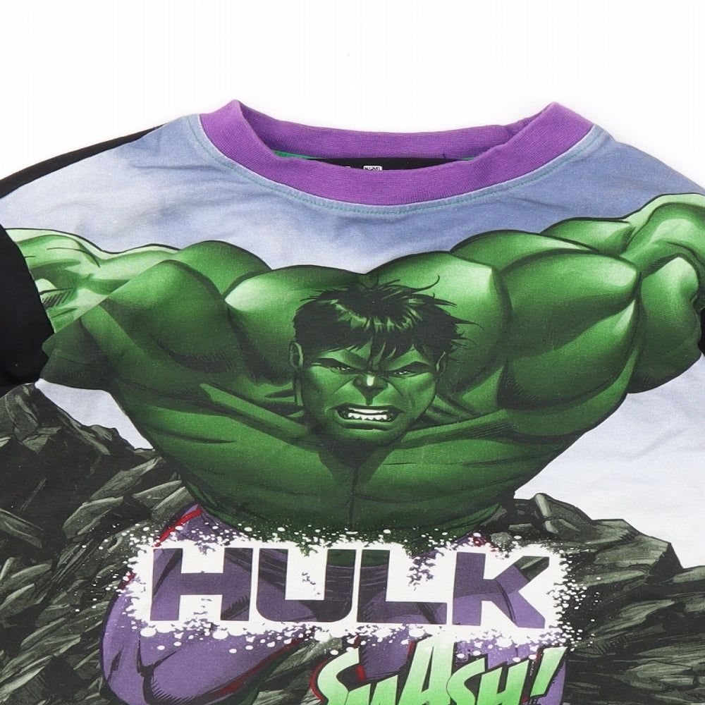 Marvel Boys Black Cotton Basic T-Shirt Size 6-7 Years Round Neck Pullover - Hulk