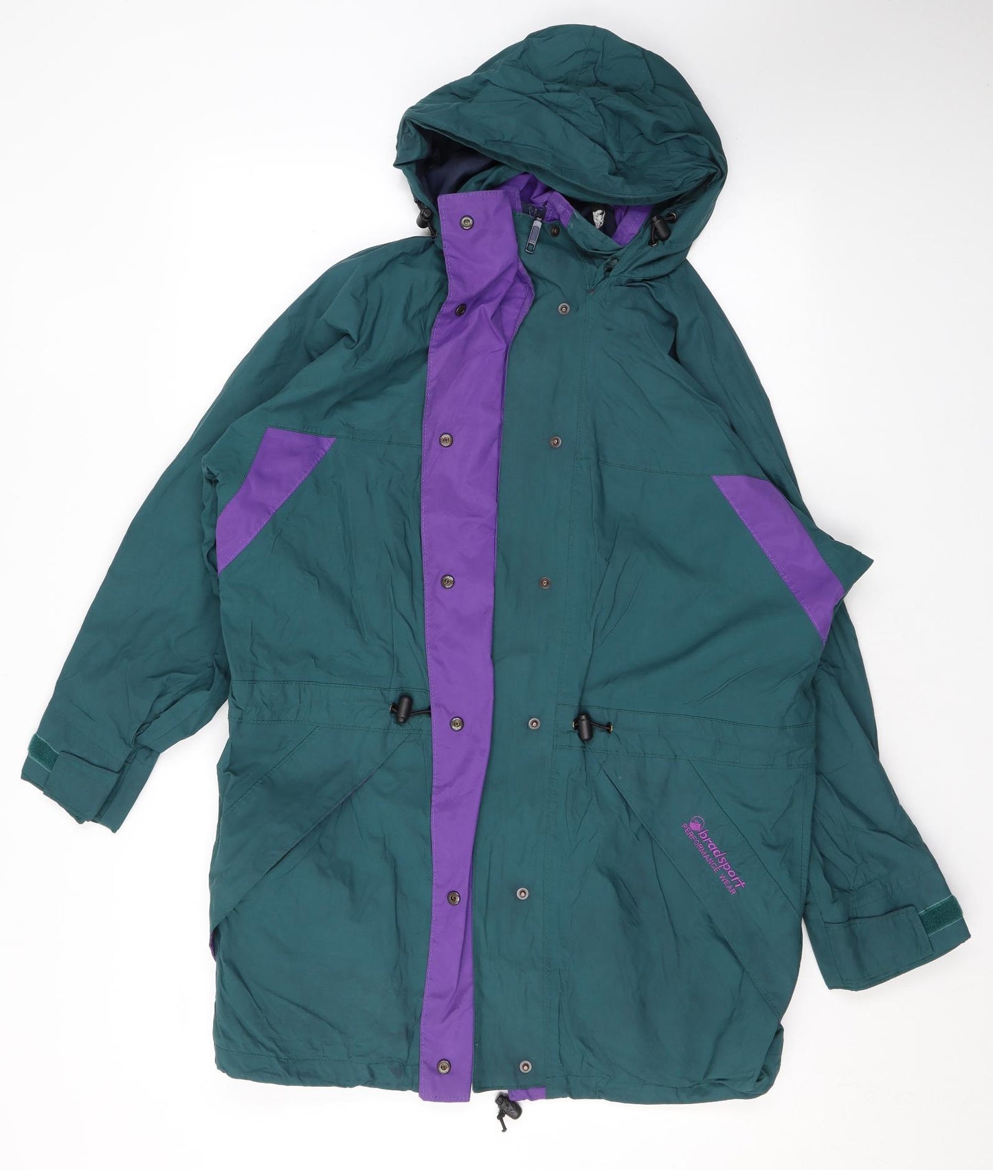 Bradsport Womens Green Rain Coat Coat Size 12 Zip