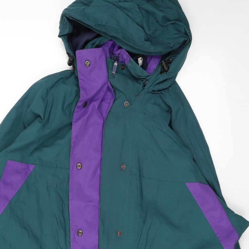 Bradsport Womens Green Rain Coat Coat Size 12 Zip
