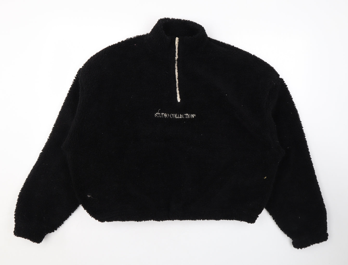 Boohoo Womens Black Overcoat Coat Size L Zip