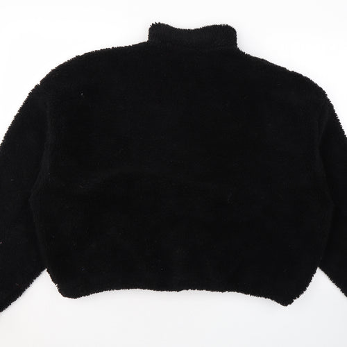 Boohoo Womens Black Overcoat Coat Size L Zip