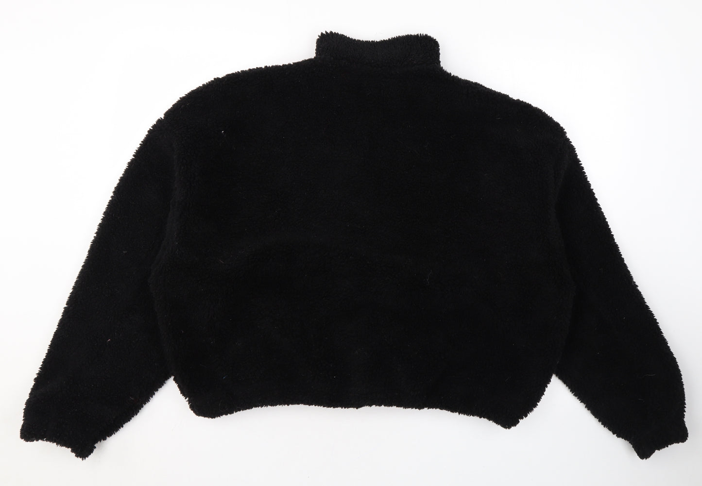 Boohoo Womens Black Overcoat Coat Size L Zip