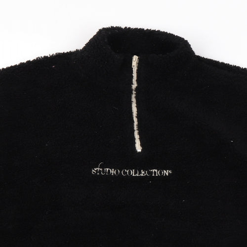 Boohoo Womens Black Overcoat Coat Size L Zip